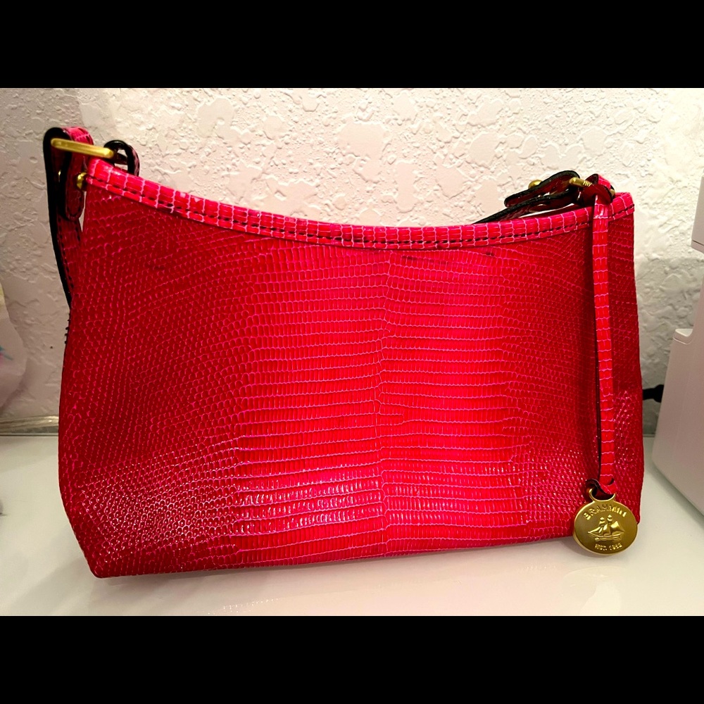 Hot Pink mini tote Brahmin, moisturizer used as size example
